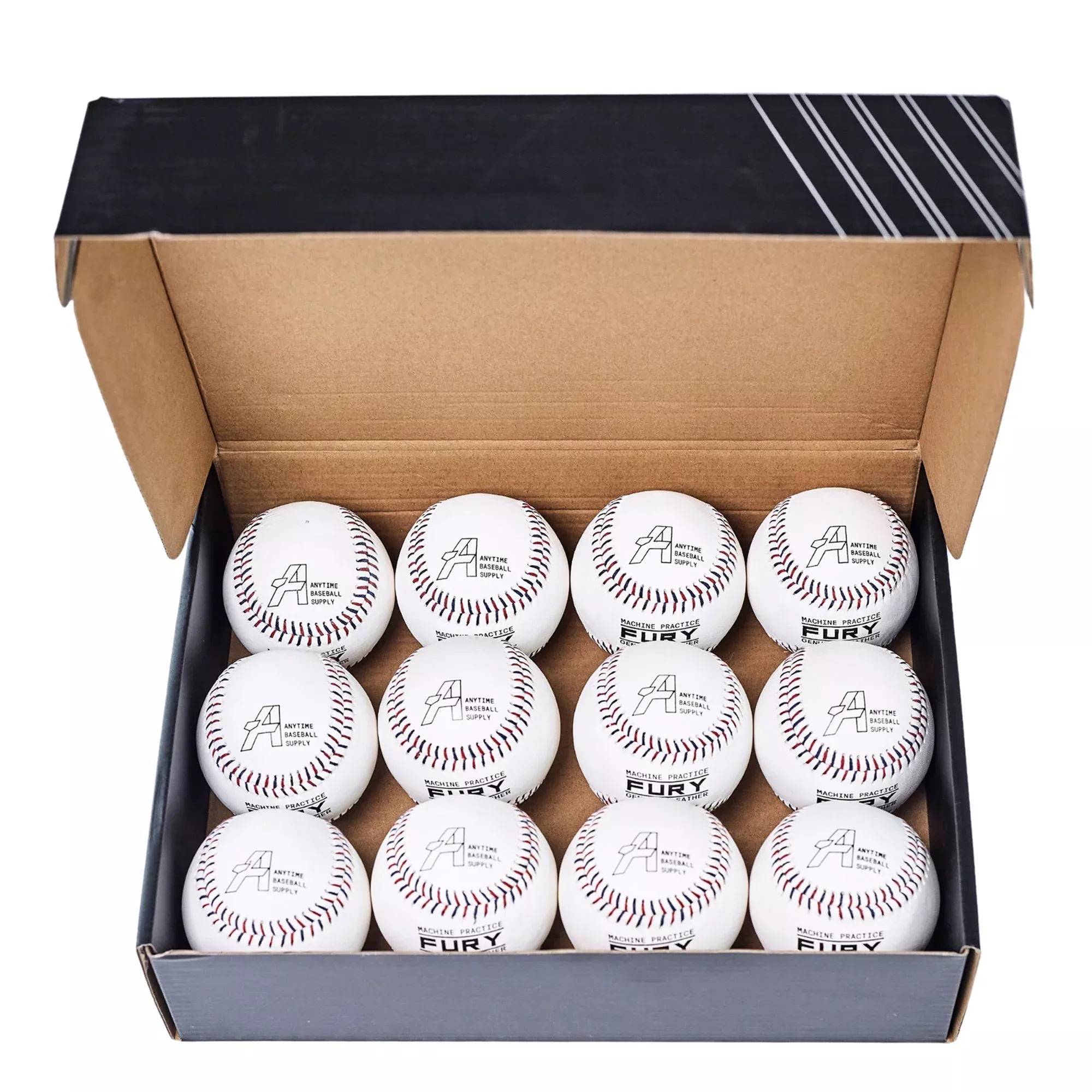 Fury Leather Pitching Machine Baseballs - 1 Dozen
