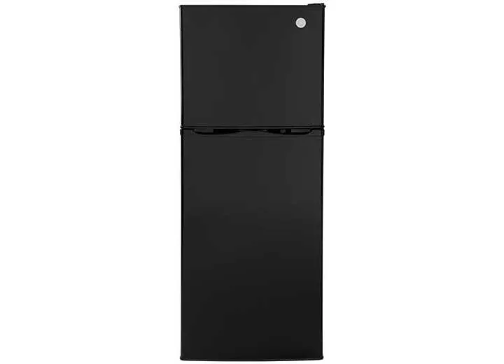 GE Appliances 9.8 Cubic Ft Top-Freezer Refrigerator – 12 Volt DC – Right Swing – Black• GPV10FGNBB