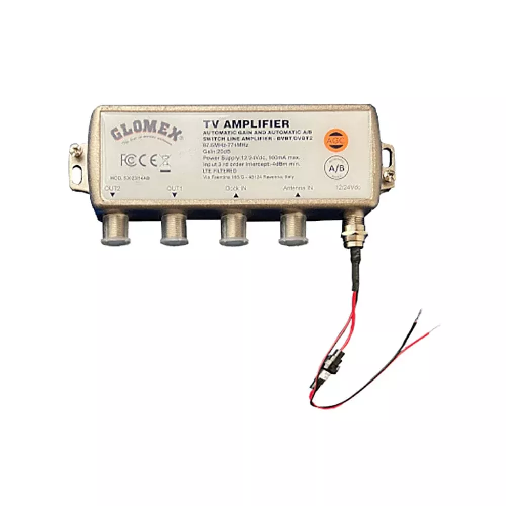 Glomex Automatic Gain Control Amplifier w/Automatic A/B Switch – 12/24VDC – 2 Outputs