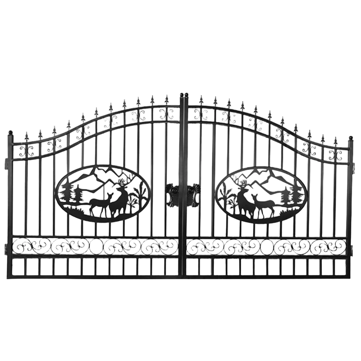Greatbear Dual Swing Wrought Iron Gate for Driveway