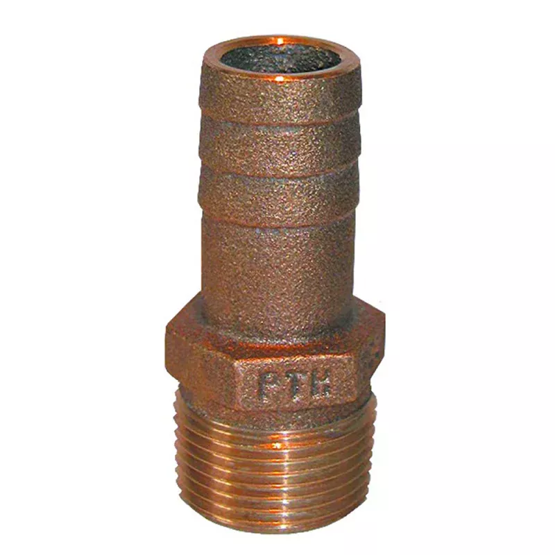 GROCO 1/2 NPT x 1/2 or 5/8 ID Bronze Pipe to Hose Straight Fitting
