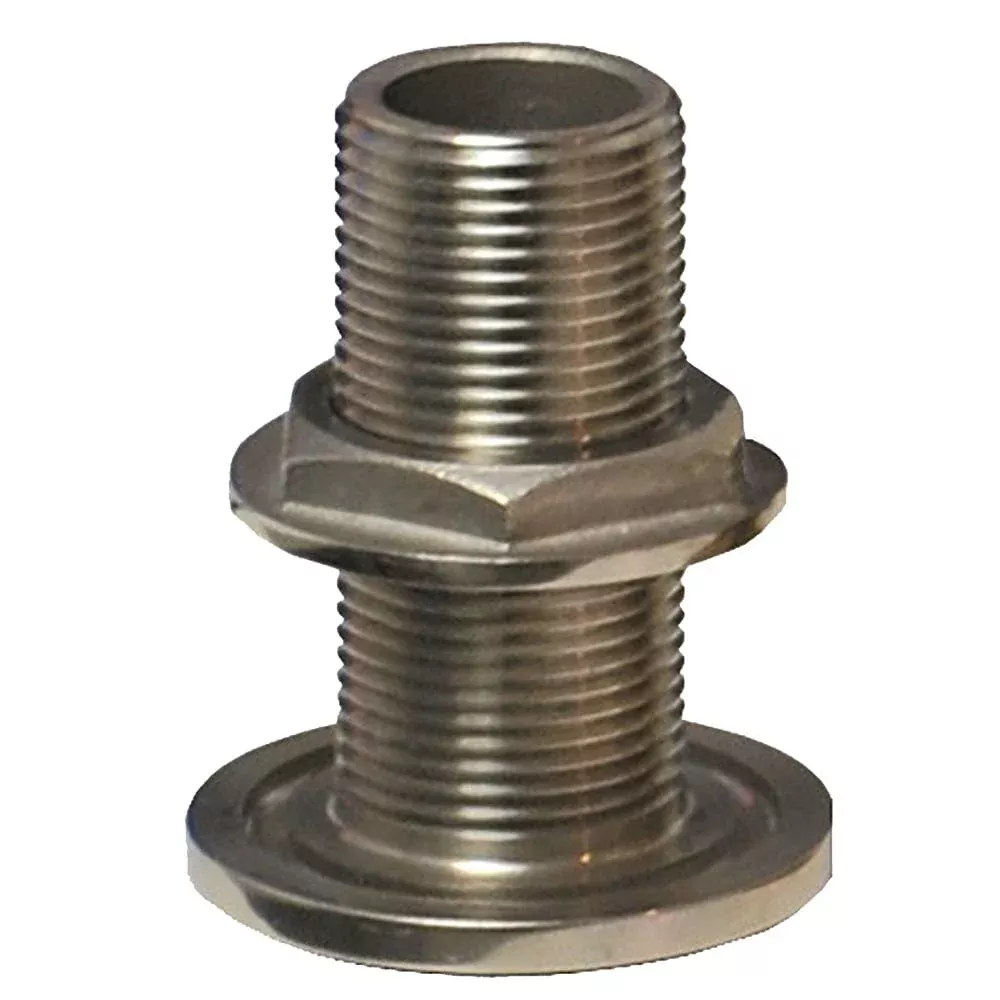 GROCO 2 NPS NPT Combo Stainless Steel Thru-Hull Fitting w/Nut