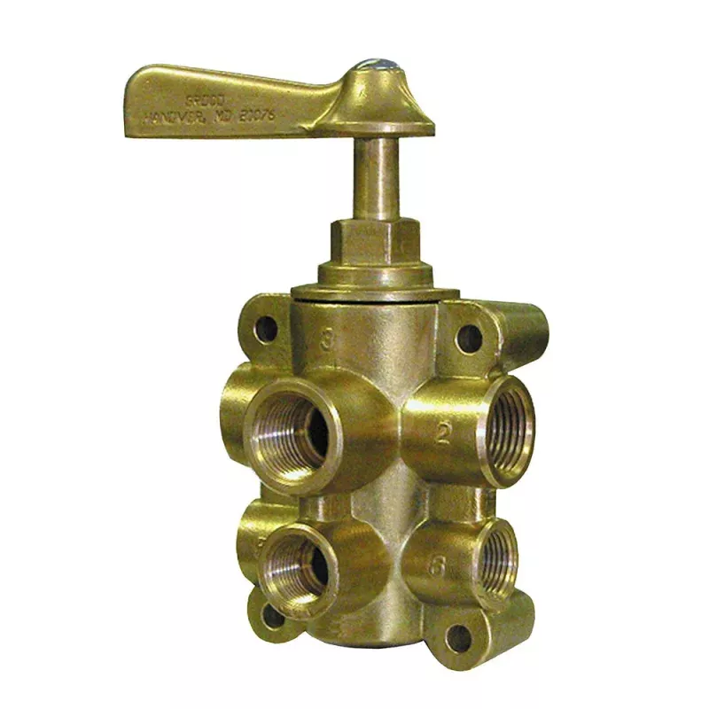GROCO 6-Port NPT Bronze Fuel Valve 1/2 Main – 3/8 Return