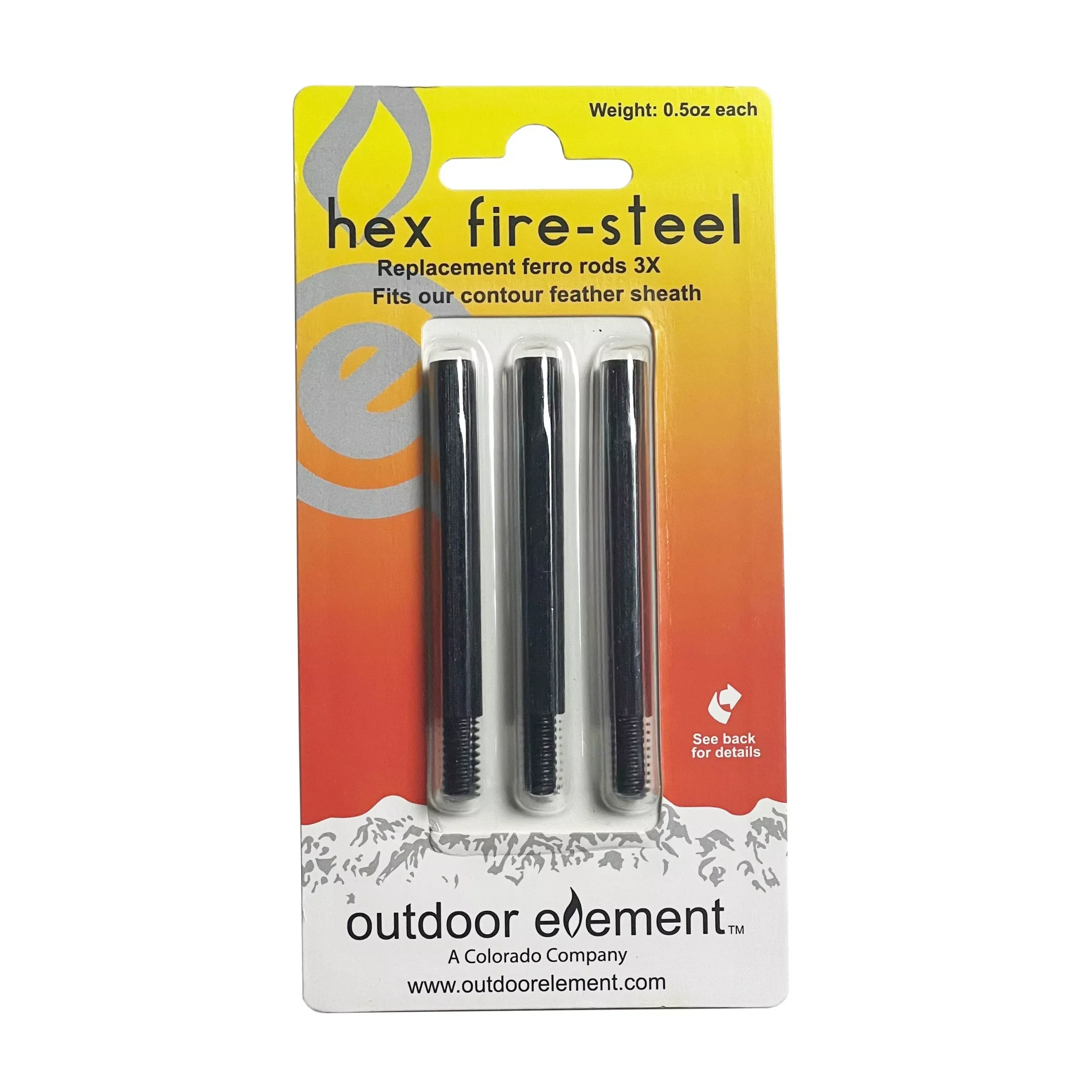 Hex Fire-Steel Replacement 3pk, Contour Feather Knife
