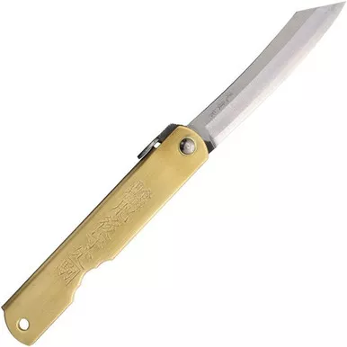 Higonokami Folder Brass Handle with Blue Paper Steel Blade