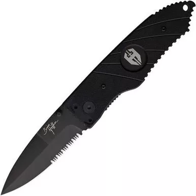 Hoffner Snap VG-10 Black Partially Serrated Linerlock Knife