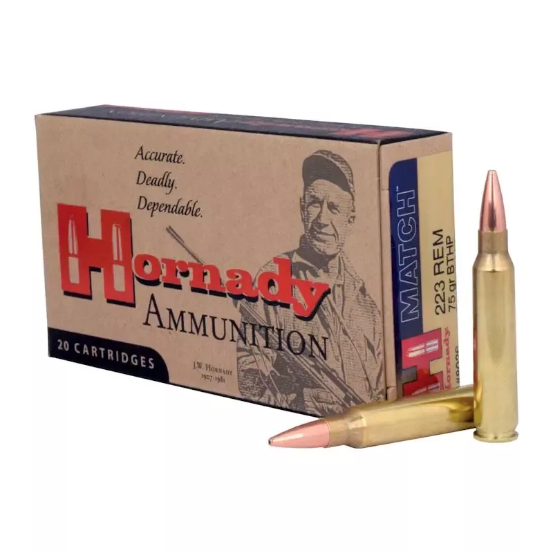 Hornady BTHP Match Ammo 223 Rem 75Gr 20/Box