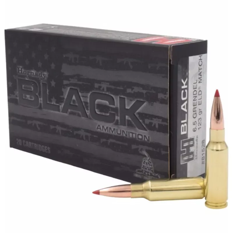 Hornady ELD Match Black Ammo 6.5 Grendel 123Gr 20/Box