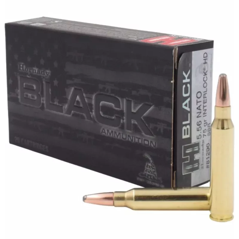 Hornady InterLock HD SBR Black Ammo 5.56 NATO 75Gr 20/Box
