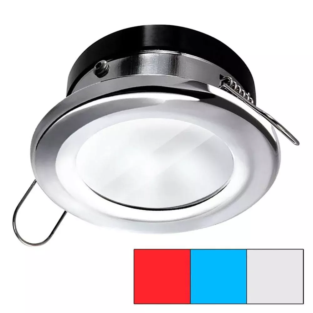 i2Systems Apeiron A1120 Spring Mount Light – Round – Red, Cool White & Blue – Polished Chrome | A1120Z-11HAE