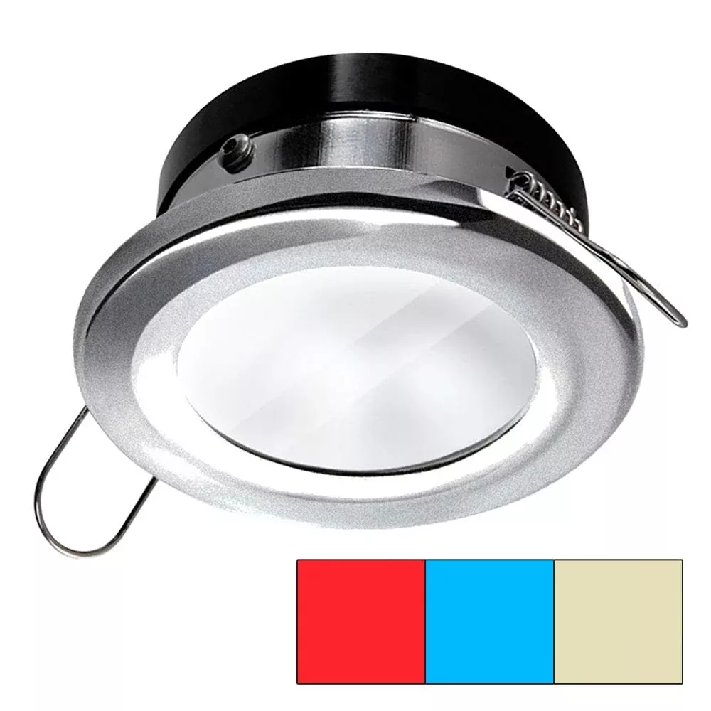 i2Systems Apeiron A1120 Spring Mount Light – Round – Red, Warm White & Blue – Brushed Nickel | A1120Z-41HCE