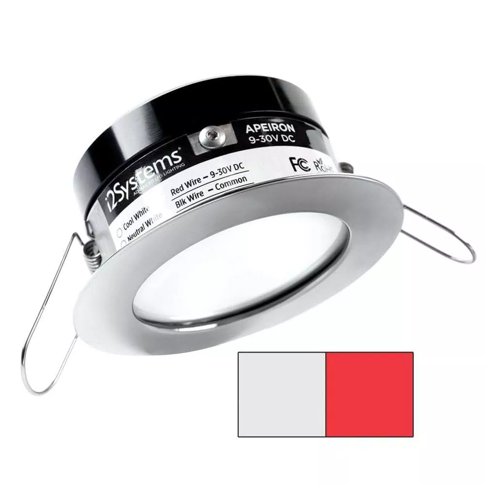 i2Systems Apeiron A503 3W Spring Mount Light – Cool White & Red – Polished Chrome Finish | A503-11AAG-H