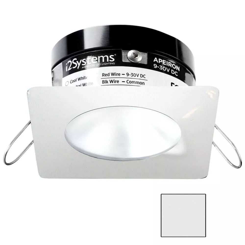 i2Systems Apeiron PRO A503 – 3W Spring Mount Light – Square/Round – Cool White – White Finish | A503-32AAG
