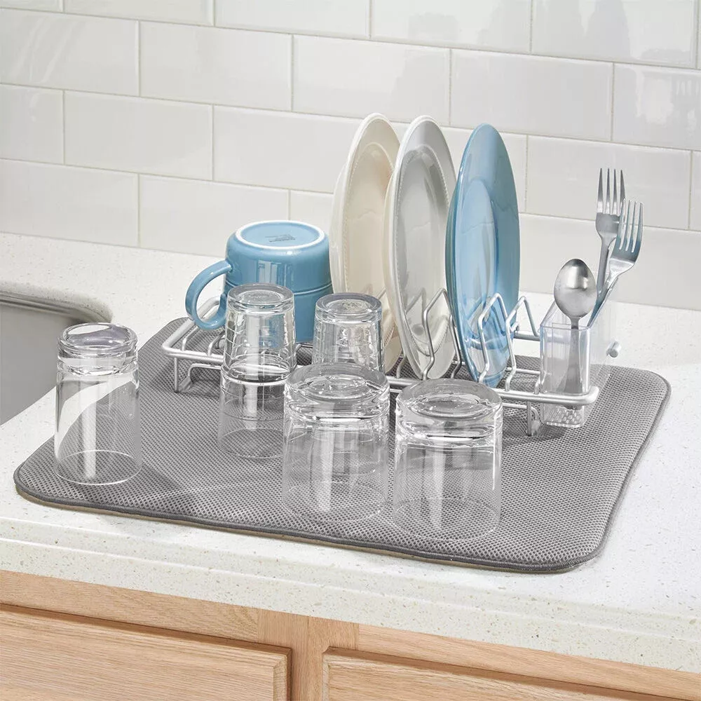 InterDesign iDry Kitchen Mat, 18" x 16", Pewter