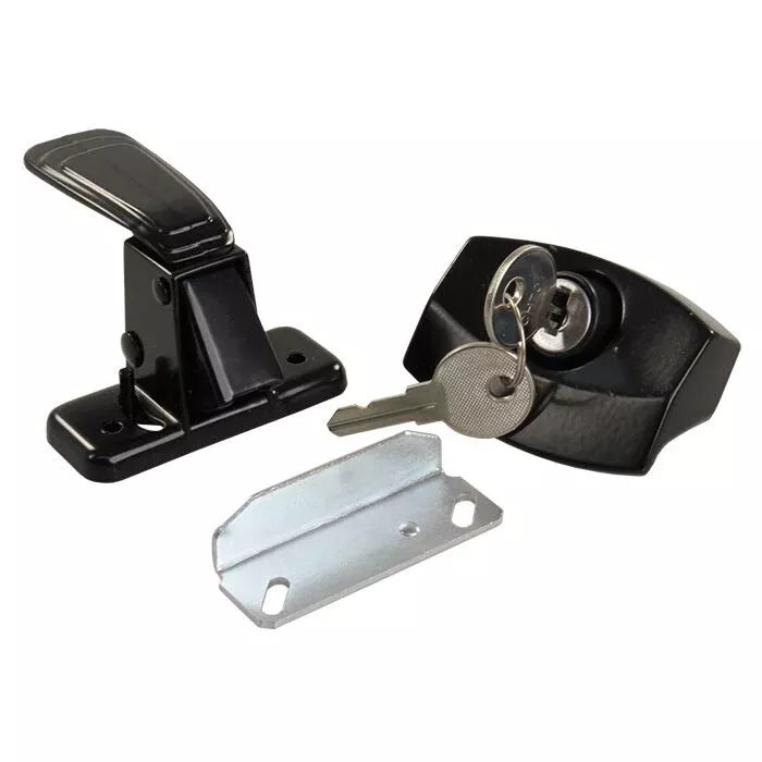 JR Products Locking Camper Door Latch with Keys, Black