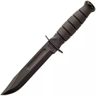 Ka-Bar Short Plain Edge Black Handle Fixed Blade Knife