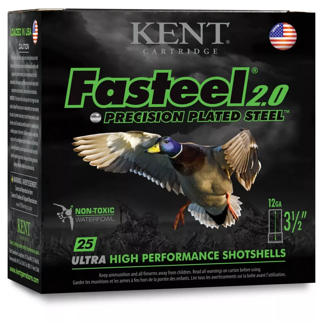 Kent Waterfowl Fasteel 2.0 Precision Plated Steel 12 Ga. 2-3/4" #2 25/Box