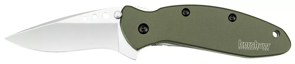 Kershaw 1620OL Scallion2.40" Drop Point Plain Anodized Aluminum Olive Drab Han