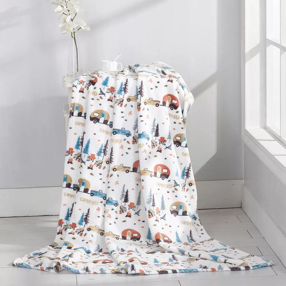 “Kisses & Campfires” Throw, 55″ x 70″, White