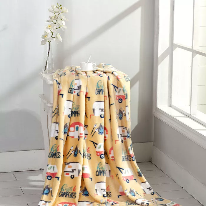 “Kisses & Campfires” Throw, 55″ x 70″, Yellow