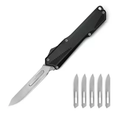 Klaken J366 Black Aluminum 440 Utility Folding Knife