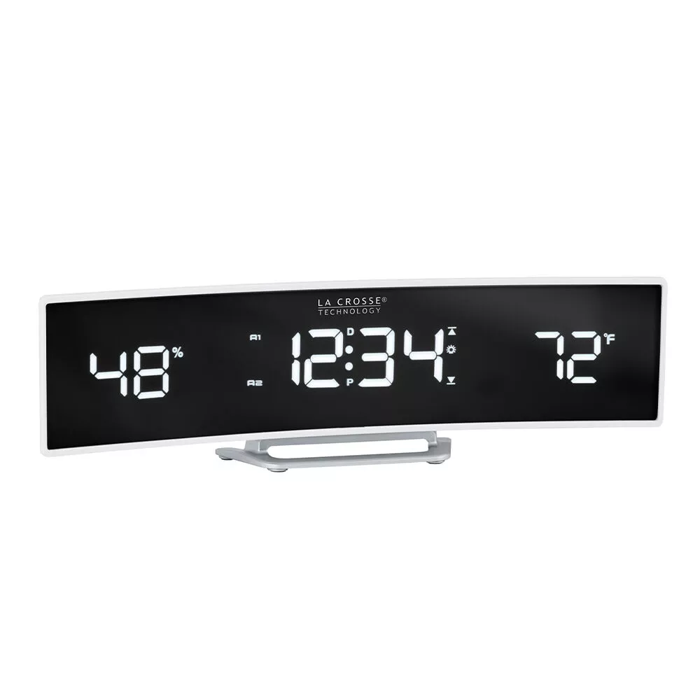 La Crosse Curved LED Alarm Clock with Mirrored Lens