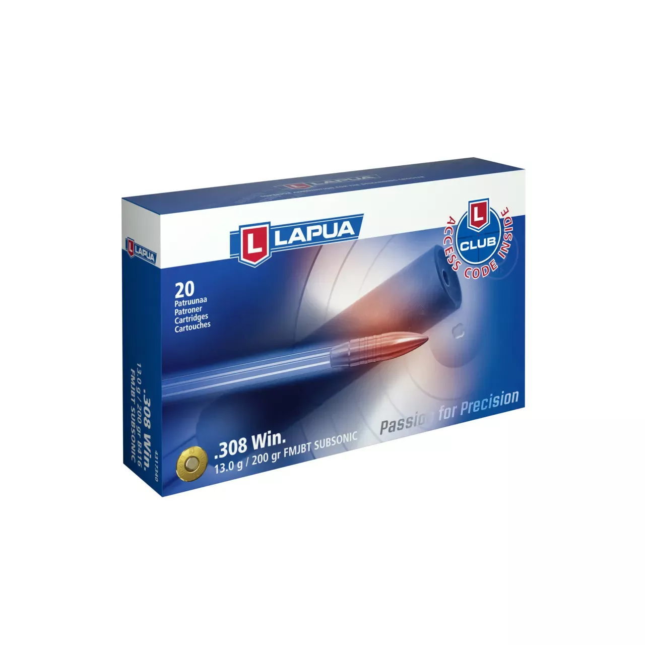 Lapua .308 Win 200GR FMJ-BT 20 Count