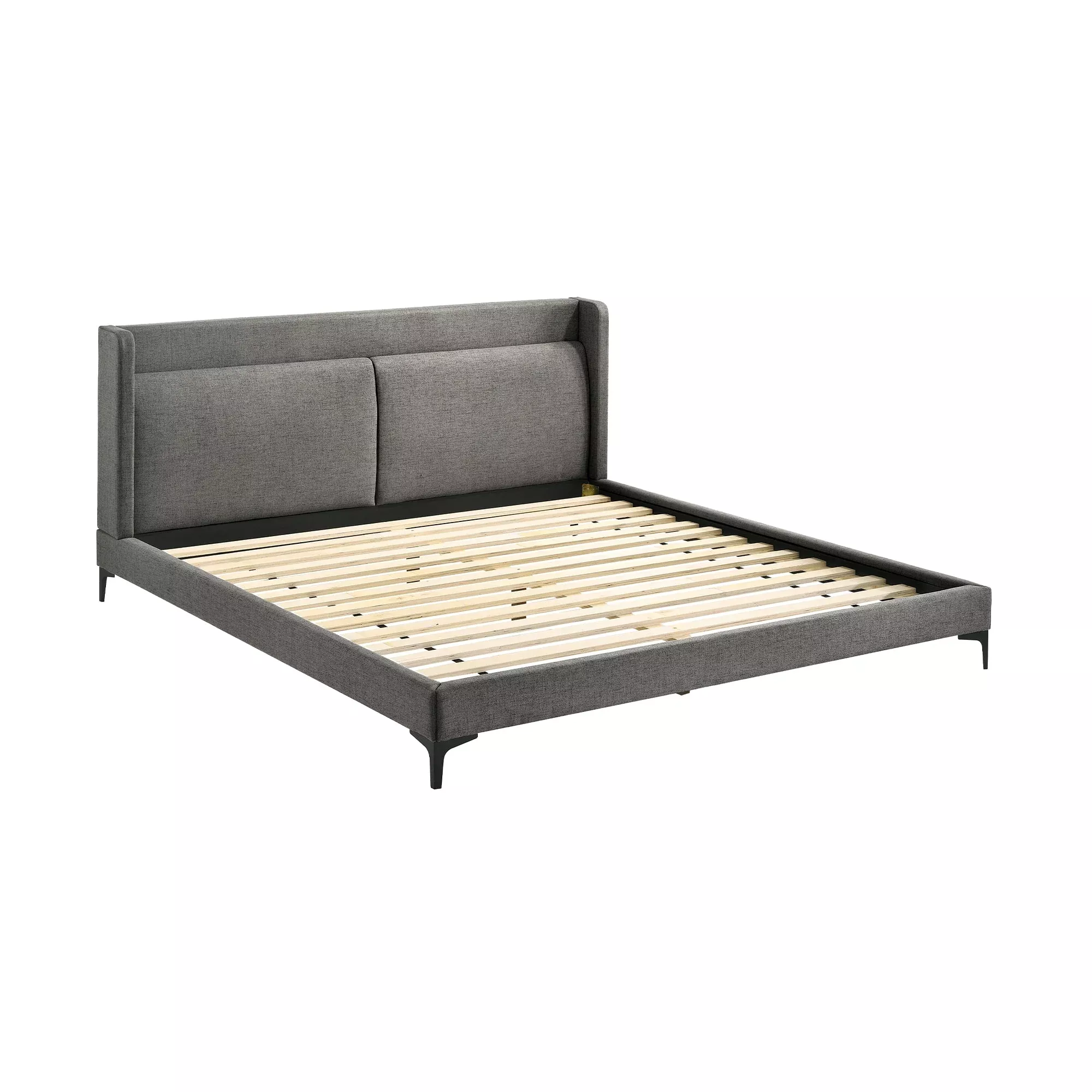 Legend Gray Fabric Eastern King Platform Bed with Sturdy Metal Legs & Elegant Upholstered Headboard