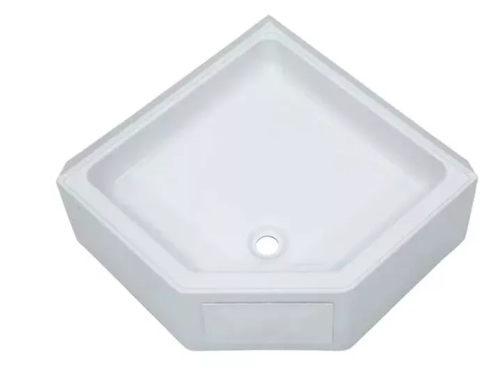 Lippert Corner Shower Pan with Center Drain; 27" x 27" (White)• 325246