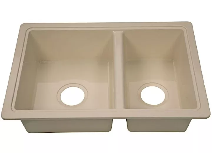 Lippert Plastic Parchment Drop-In Rectangular Double Bowl Kitchen Sink (25"L x 17"W)• 809029