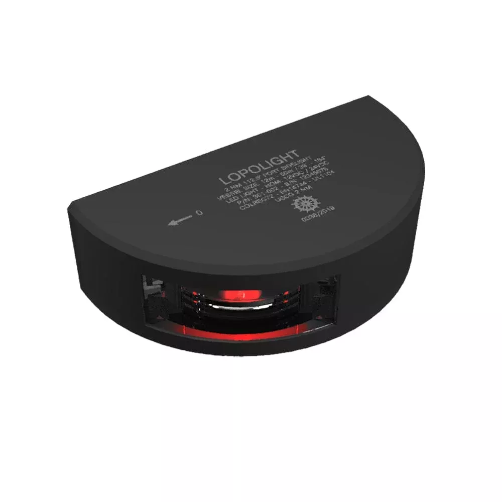 Lopolight Port SideLight – Vertical Mount – Black Housing – 2nm – Red