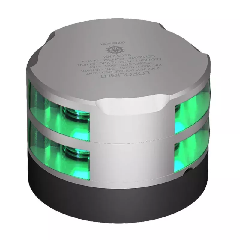 Lopolight Series 200-015 – Double Stacked Navigation Light – 2NM – Horizontal Mount – Green – Black Housing