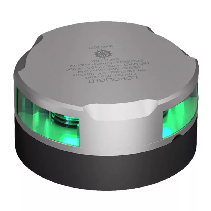 Lopolight Series 200-015 – Navigation Light – 2NM – Horizontal Mount – Green – Silver Housing