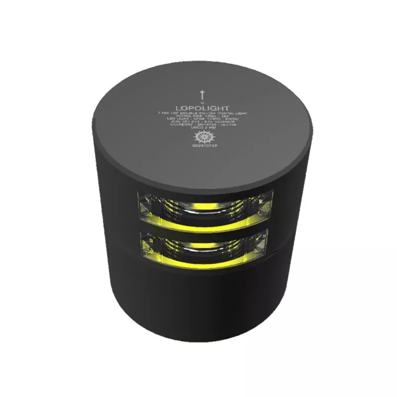 Lopolight Series 201-013 – Double Stern Towing Light – 2NM – Horizontal Mount – Amber – Black Housing