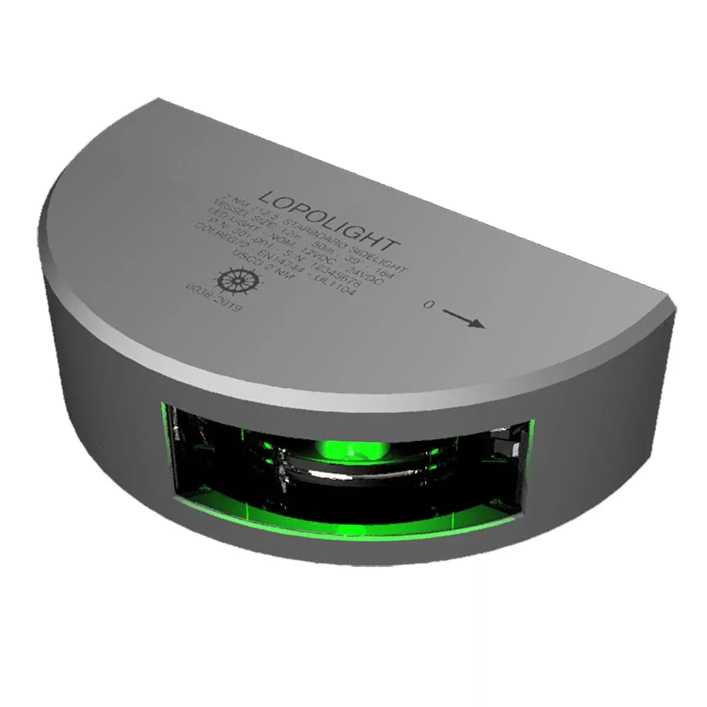 Lopolight Series 301-001 – Navigation Light – 2NM – Vertical Mount – Green – Silver Housing – 6M Cable | 301-001-6M