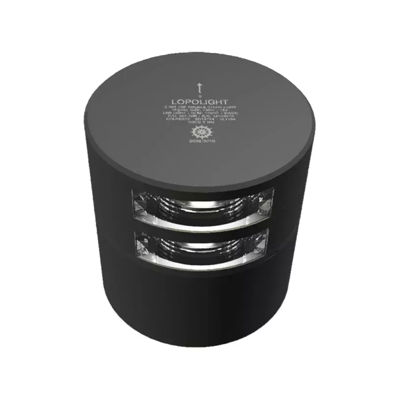 Lopolight Series 301-005 – Double Stacked Stern Light – 2NM – Horizontal Mount – White – Black Housing