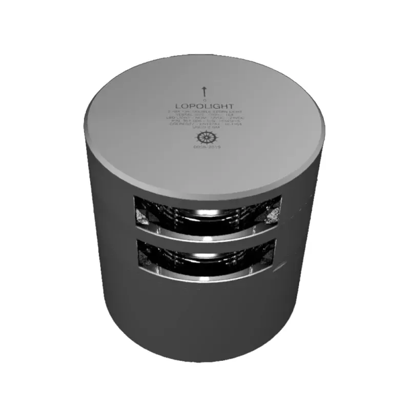 Lopolight Series 301-005 – Double Stacked Stern Light – 2NM – Horizontal Mount – White – Silver Housing