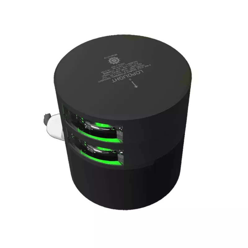 Lopolight Series 301-008 – Double Stacked Starboard Sidelight – 2NM – Horizontal Mount – Green – Silver Housing