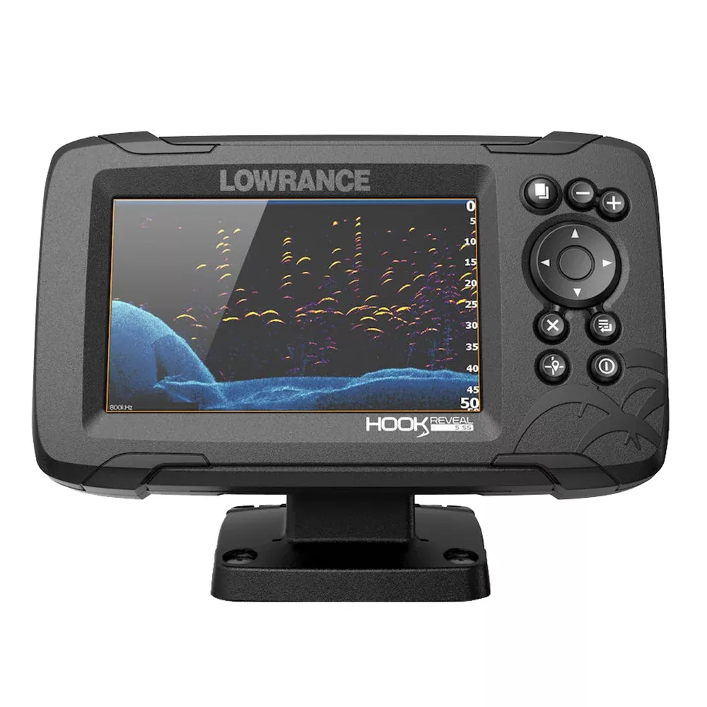 Lowrance HOOK Reveal 5 Chartplotter/Fishfinder w/SplitShot Transom Mount Transducer & US Inland Charts | 000-15500-001