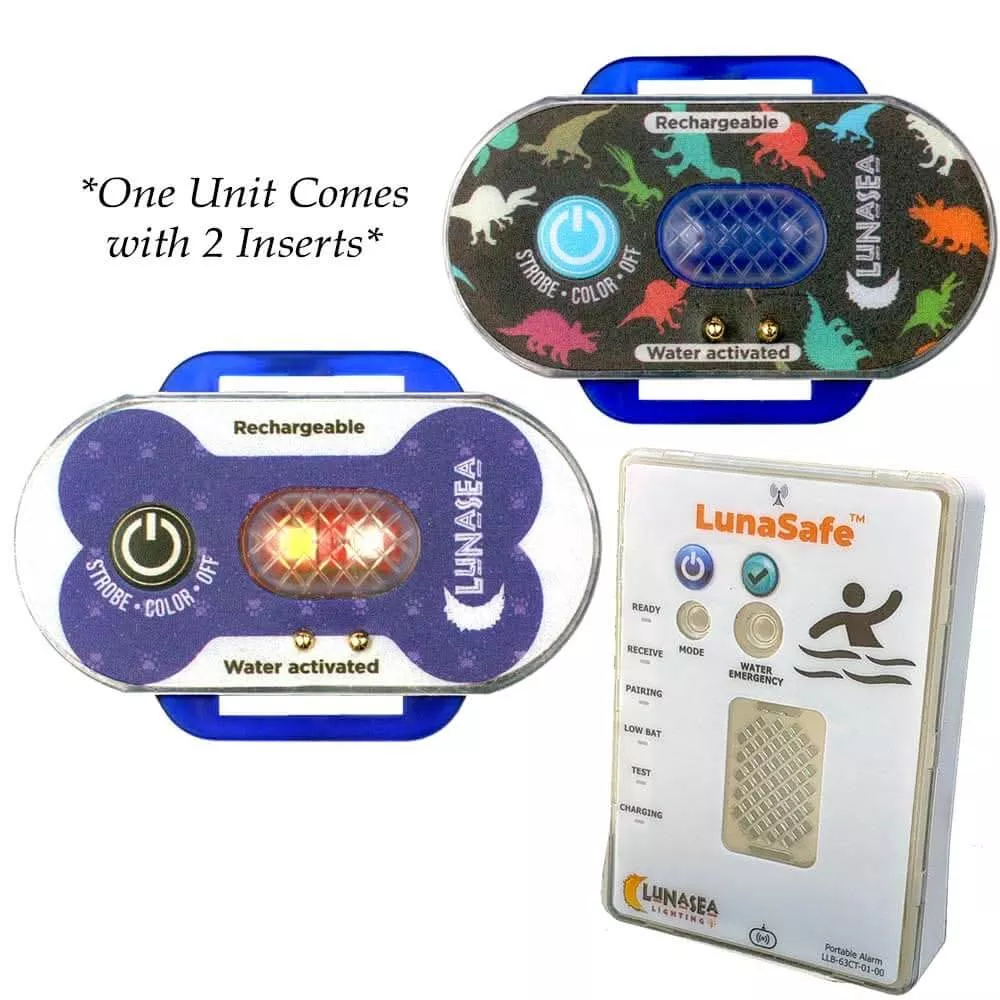 Lunasea Child/Pet Safety Water Activated Strobe Light w/RF Transmitter – Blue Case