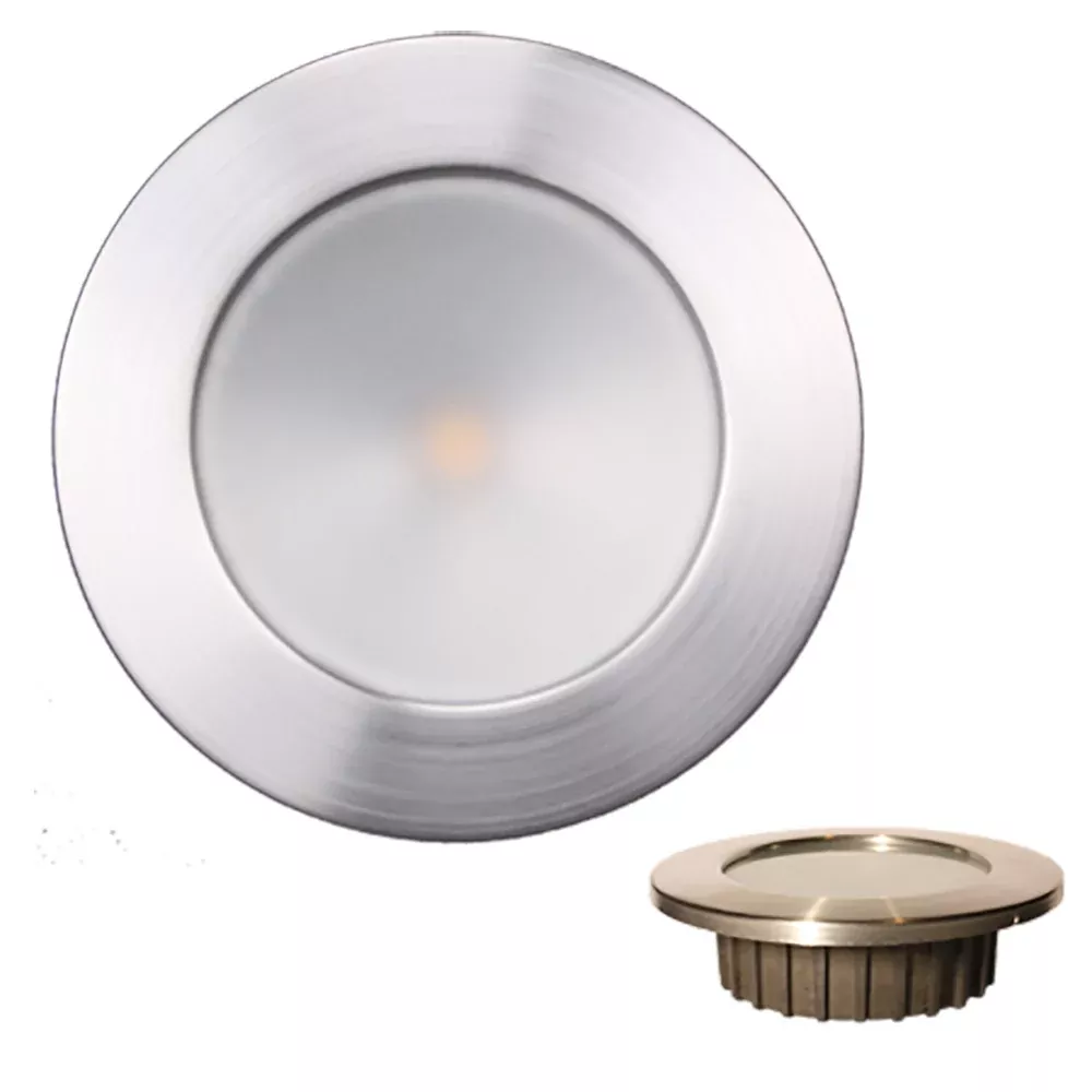 Lunasea “ZERO EMI” Recessed 3.5” LED Light – Warm White, Red w/Brushed Stainless Steel Bezel – 12VDC