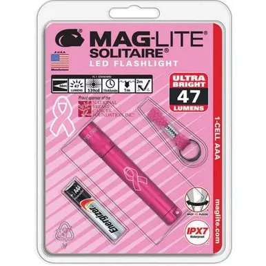 Maglite LED Solitaire Pink Breast Cancer Foundation Flashlight