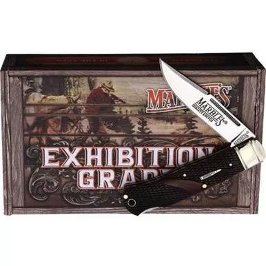 Marbles Brown Checkered Stainless Lockback Knife