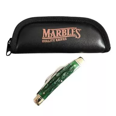 Marbles Congress Green Stag Bone Folding Knife