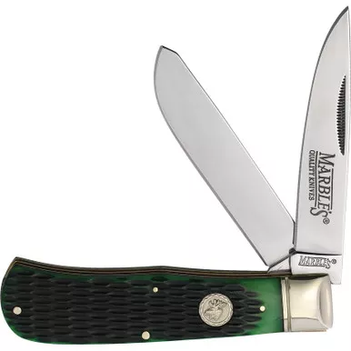 Marbles Green Bone Jumbo Trapper Folding Knife