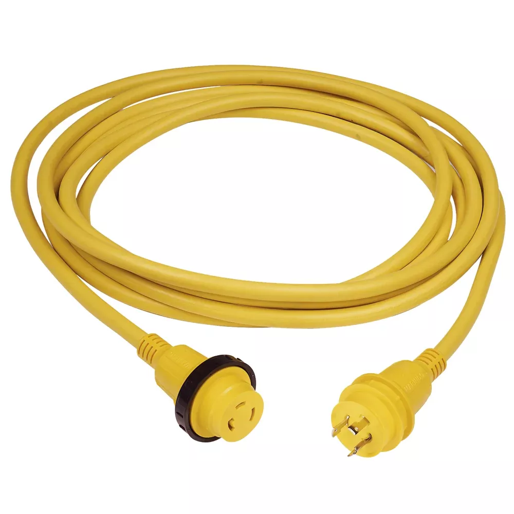 Marinco 30A 25′ Molded Cordset – 125V – Yellow [199117]