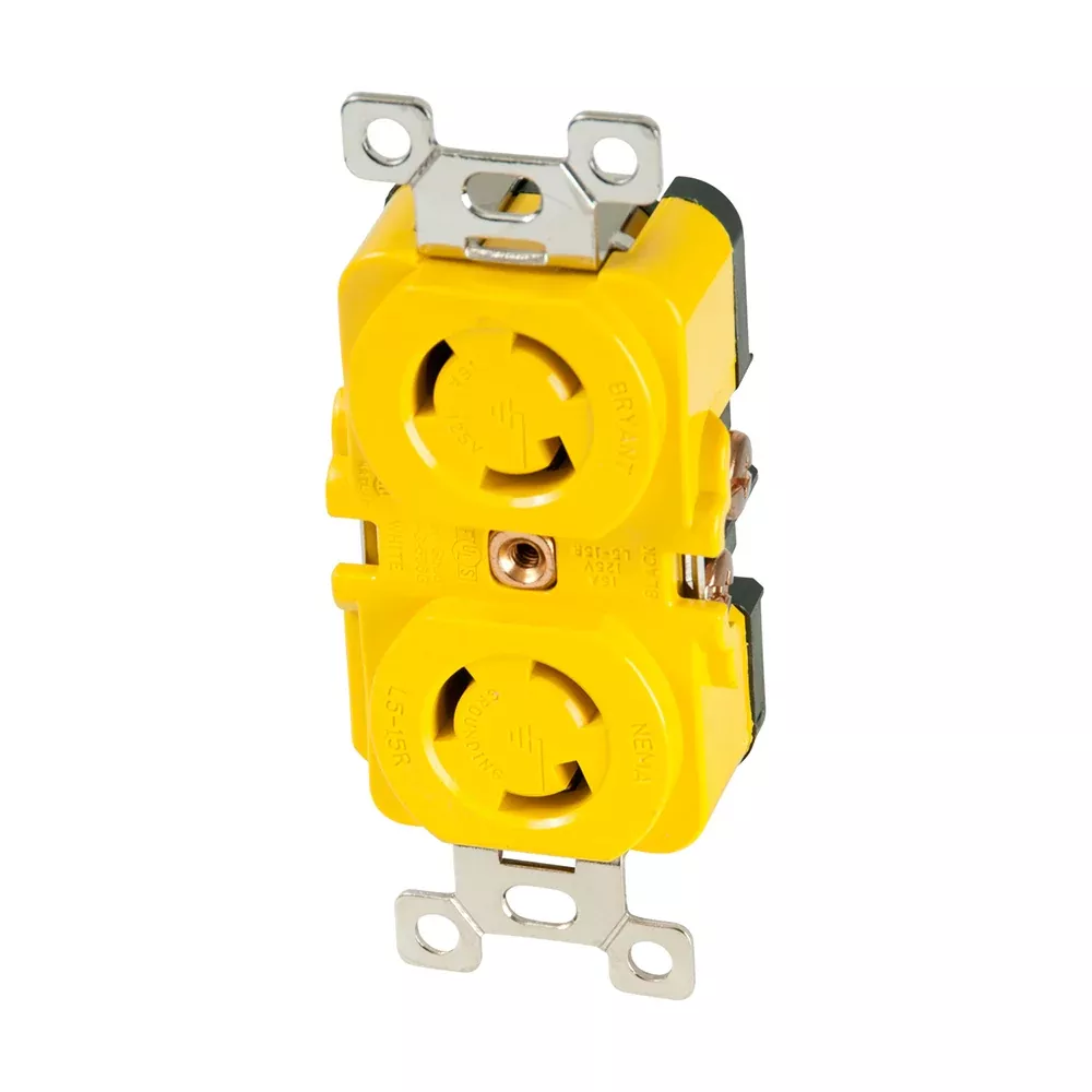 Marinco Locking Receptacle – 15A, 125V – Yellow [4700CR]