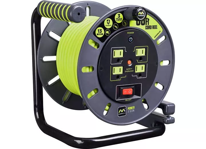 Masterplug 60f' 4 Socket 13A 14AWG Open Cord Reel• OMA601114G4SL-US