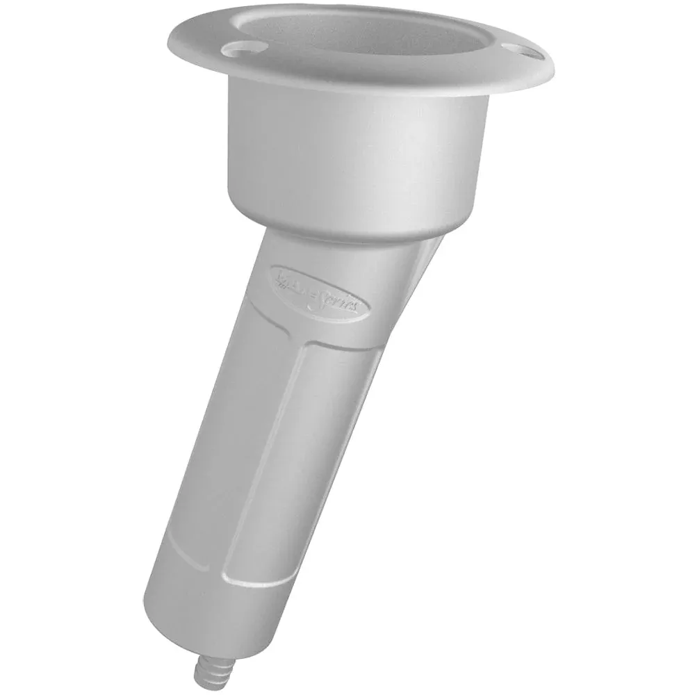 Mate Series Plastic 15° Rod & Cup Holder – Drain – Round Top – White