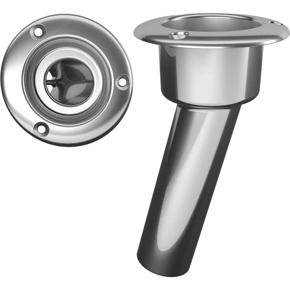 Mate Series Stainless Steel 15° Rod & Cup Holder – Open – Round Top